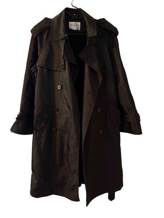 Oscar De La Renta Jackets & Blazers - Vintage Oscar De La Renta Black Double-Breasted Trench Coat Size 8 Mob Wife